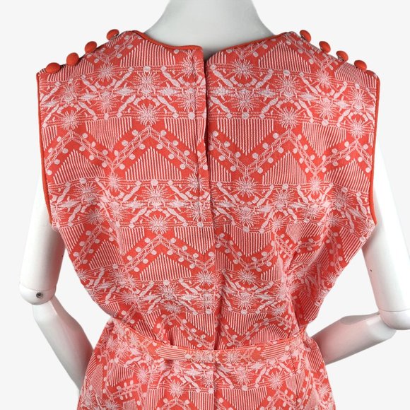 Vintage 1960s MOD Orange Mini Dress GoGo Geometric - Picture 8 of 11